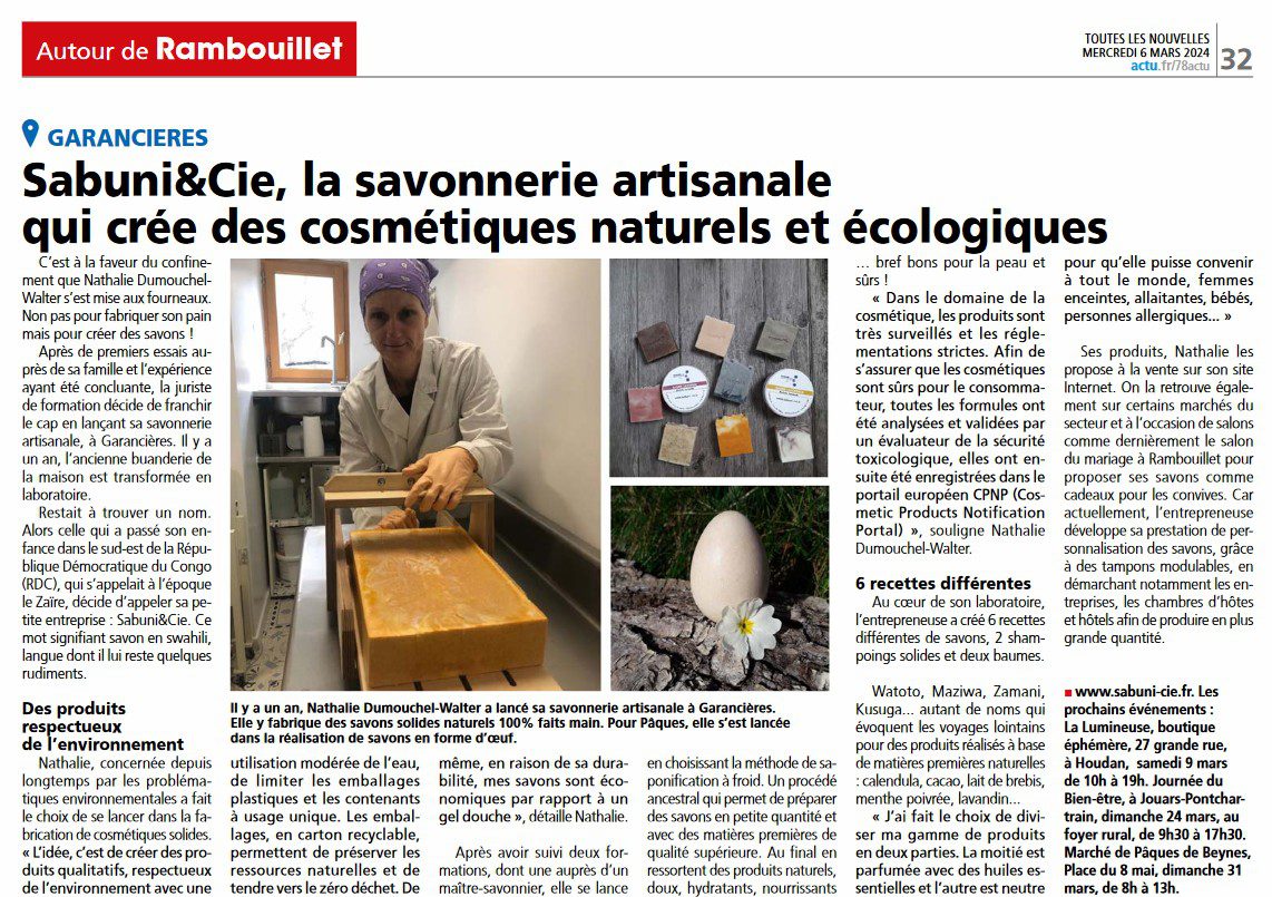 78 actu : savonnerie Sabuni&Cie – cosmétiques naturels et écolo