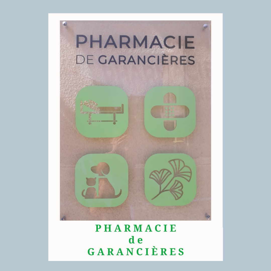 Pharmacie Garancières 2 Affiche avec les logos du salon de thé et de la savonnerie